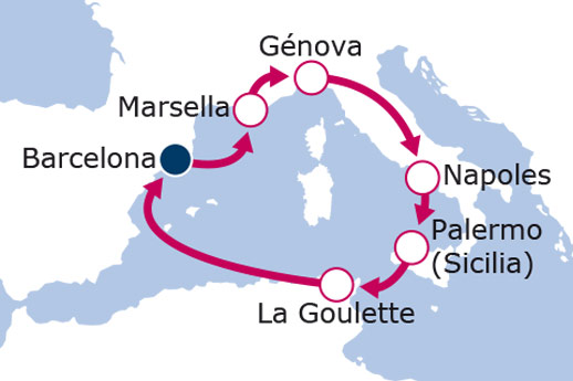 Itinerario de Mediterráneo MSC Fantasía