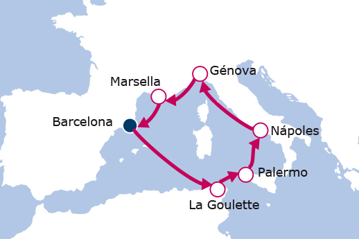 Itinerario de Túnez, Italia, Francia