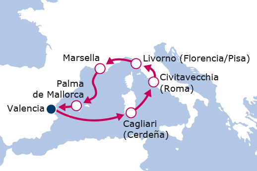 Itinerario de Mediterráneo desde Valencia