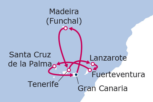 Itinerario de Canarias y Madeira desde Las Palmas