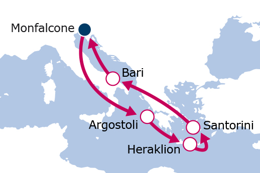 Itinerario de Grecia, Italia y Creta