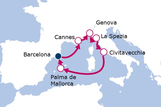 Itinerario de Francia, Italia, España MSC Seaview