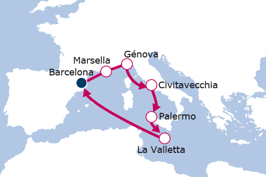 Itinerario de Mediterráneo MSC World Europa